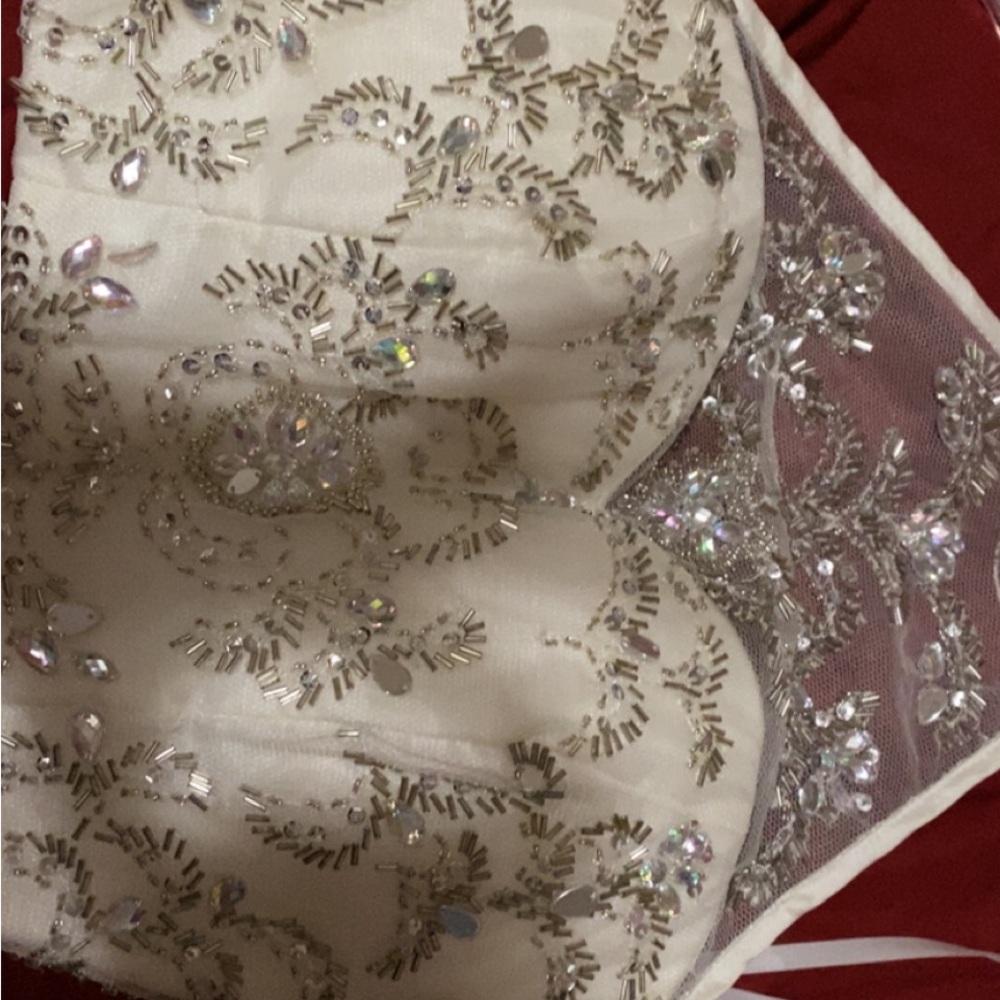B Darlin dress top, white with beaded embellishments